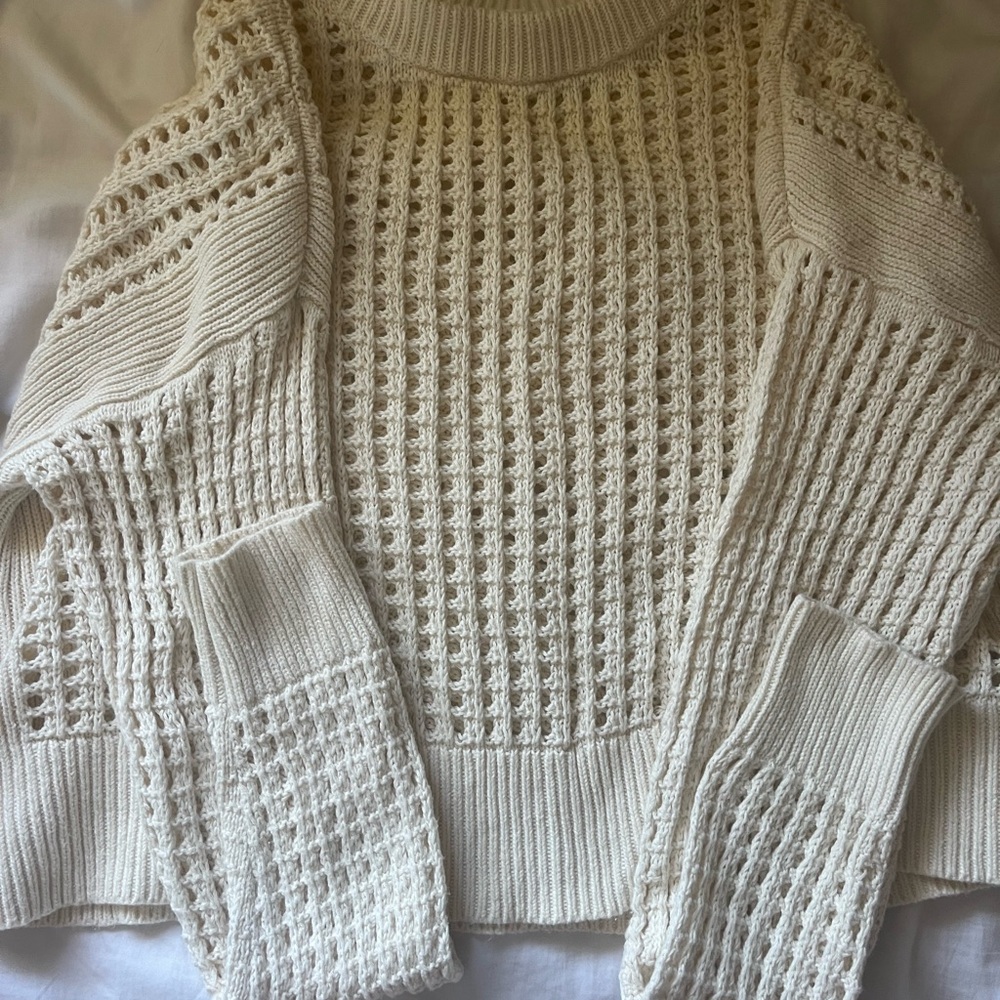 Old Navy Cream Cowl Neck Sweater with Textured Knit